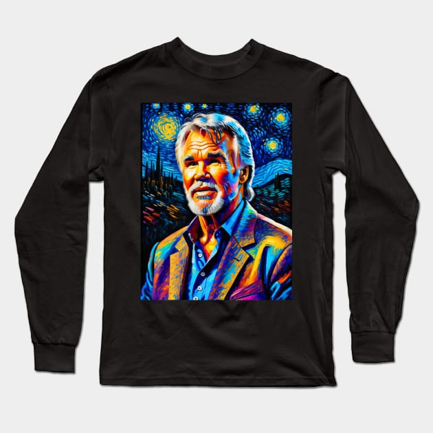 Kenny Rogers in starry night Long Sleeve T-Shirt by FUN GOGH